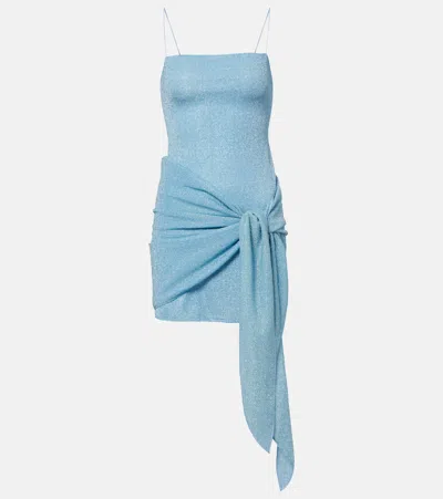 Oseree Lumiere Gathered Minidress In Blue