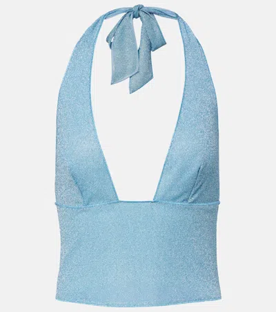 Oseree Lumiere Halterneck Top In Blue