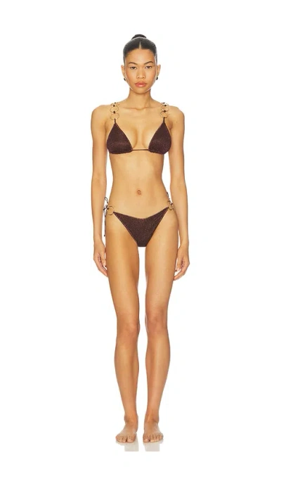 Oseree Lumiere Ring Micro Bikini Set In Chocolate