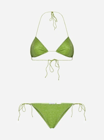 Oseree Lumiere Triangle Bikini In Lime