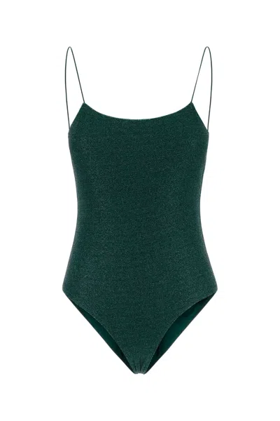 Oseree Nylon Blend Swimsuit With Metallic Fiber Lining In Green