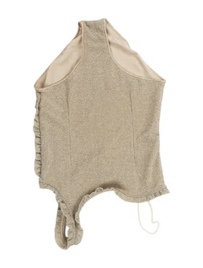 Pre-owned Oseree Ruffle Embellishment One-piece In Gold