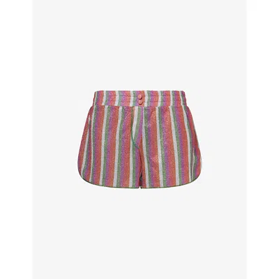 Oseree Womens Lumiere Metallic Stretch-woven Shorts Rose Multi