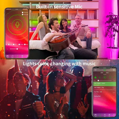 Oshana 100ft Led Strip Lights Rgb Music Sync Color Changing Led Lights With Smart App Control Remote Led Li