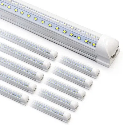 Oshana 10-pack 8ft Led Shop Light Fixture - 90w T8 Integrated Led Tube Light - 6500k 12000lm V-shape Linkab