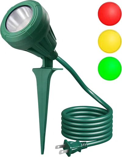 Oshana 120v Spotlight Outdoor, 500lm Waterproof Led Spot Light With 3 Extra Lenses (red Yellow Green), Land