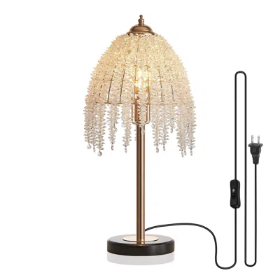 Oshana 19"(h) Elegant Crystal Table Lamp - Vintage Waterfall Design With Crystal Bead String Shades And Mar