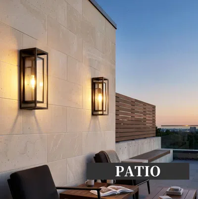 Oshana 2 Pack 18 Inches Outdoor Wall Lantern Light Fixture, Large Black Exterior Waterproof Wall Sconce, An