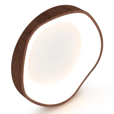 Oshana 24w Modern Led Mount Ceiling Light With Wood Pattern And Metal Frame