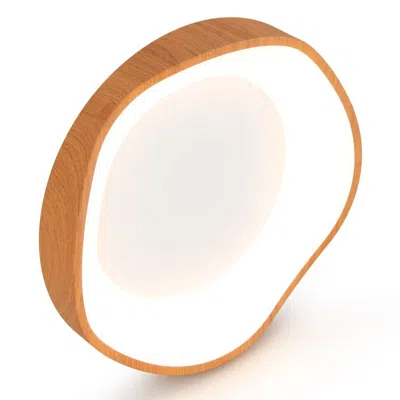 Oshana 24w Modern Led Mount Ceiling Light With Wood Pattern And Metal Frame