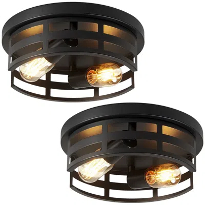 Oshana 2-light Black Flush Mount Ceiling Light Fixture,11 In Light Fixtures Ceiling Mount For Hallway,hall,