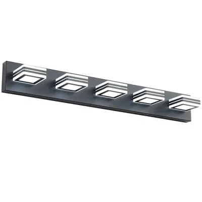 Oshana 32" Modern Black 5-light Led Vanity Light, Square Acrylic Lampshades Wall Mount Fixture For Bathroom
