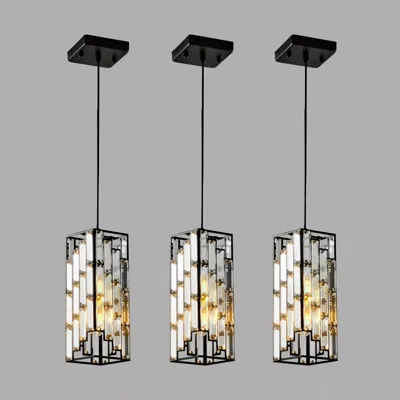 Oshana 4" Modern Crystal Pendant Light - 3 Pack, Adjustable Hanging Ceiling Lamp With Crystal Prism Design 