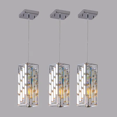 Oshana 4" Modern Crystal Pendant Light - 3 Pack, Adjustable Hanging Ceiling Lamp With Crystal Prism Design 