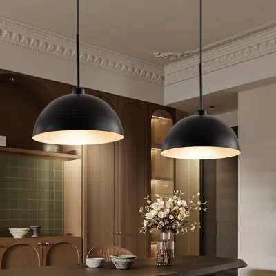 Oshana 41" Industrial Modern Black Double Pendant Light - Adjustable Ceiling Hanging Lamp With Matte Finish