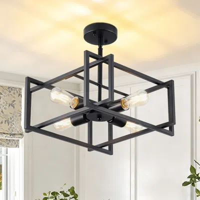 Oshana 4-lights Close To Ceiling Light,black Light Fixture Industrial Flush Mount Ceiling Light,farmhouse C