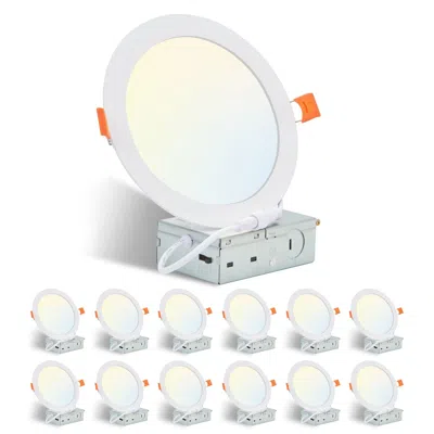 Oshana 6 Inch Led Recessed Ceiling Lights, 12-pack Ultra-thin With Junction Box, 5 Color Temperature Option