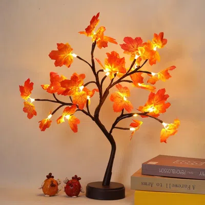 Oshana Artificial Autumn Lighting Maple Tree 24 Led Thanksgiving Decoration Desk Lamp Battery Usb Power Sup