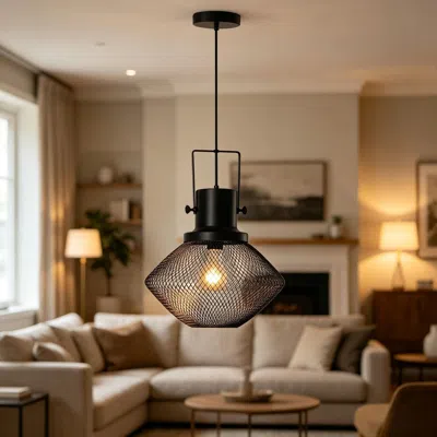 Oshana Black Industrial Pendant Light Fixture Adjustable Hanging Chain Ceiling Mount Vintage Metal Lighting