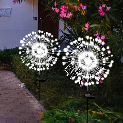 Oshana Garden Lights Solar Firework Light Outdoor Waterproof 2 Pack Solar Powered Art Stake Twinkle Lights 