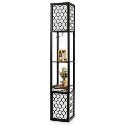 Oshana Modern Shelf Freestanding Floor Lamp With Double Lamp Pull Chain And Foot Switch