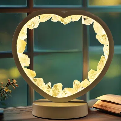 Oshana Natural Crystal Night Lamp Heart Shape Bedroom Bedside Sleep Night Light Healing Crystal Gemstone Ci