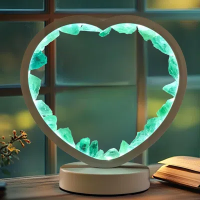 Oshana Natural Crystal Night Lamp Heart Shape Bedroom Bedside Sleep Night Light Healing Crystal Gemstone Gr