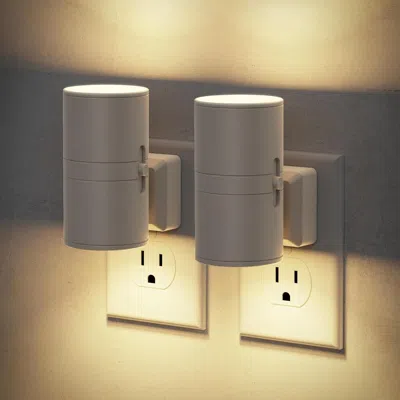 Oshana Night Lights Plug Into Wall, Dimmable Gray Night Lights With Dusk To Dawn Light Sensor, Soft White 3