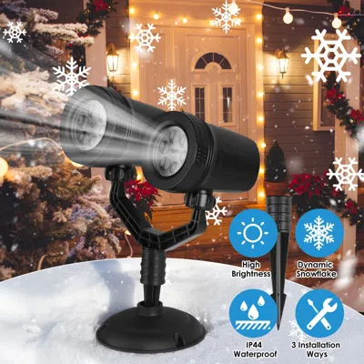 Oshana Outdoor Snowflake Projection Decor Light, Dual-head Adjustable Projector Lamp, Ip44 Weather-resistan