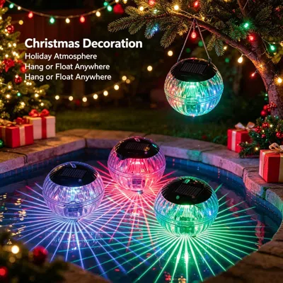 Oshana Outdoor Solar Floating Lights, Ip65 Waterproof 7-color Auto-cycle Led Pool Lights, Solar Rechargeabl