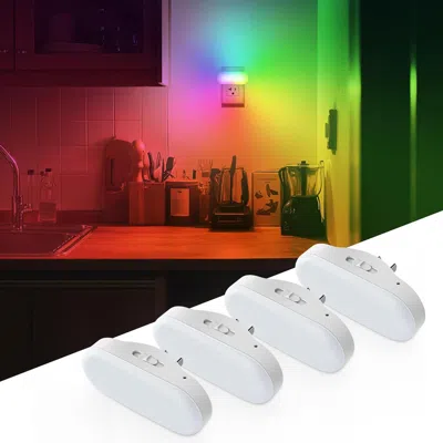 Oshana Rgb Night Lights Plug Into Wall, 4 Pack Dusk To Dawn Color Changing Night Light Night Light For Bedr