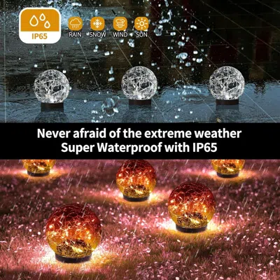 Oshana Solar Globe Lights Outdoor Waterproof - Cracked Glass Ball Lights For Garden, Patio, Yard, Lawn And 