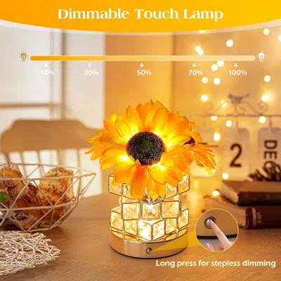 Oshana Sunflowers Flower Lamp,rechargeable Cordless Touch Table Lamp,3-colour Infinitely Dimming Small Nigh