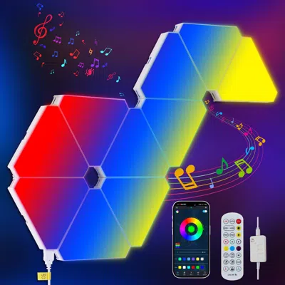 Oshana Triangular Led Lights, 10 Rgb Wall Panels, Modular Intelligent Light Panel With App, Remote And Musi