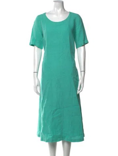 Pre-owned Oska Linen Midi Length Dress In Green