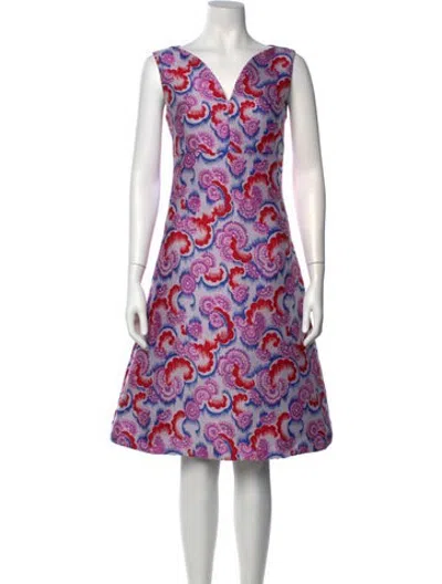 Pre-owned Osman Printed Knee-length Dress In Purple