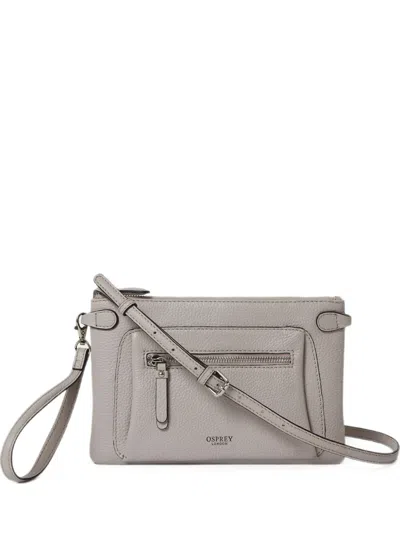 Osprey Ruby Leather Clutch Bag In Gray