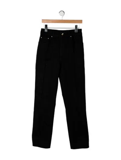 Pre-owned Ossou Mid-rise Straight Leg Jeans In Black