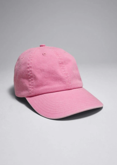 Other Stories Bleached Denim Baseball Cap In Pink
