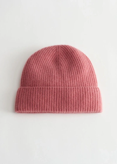 Other Stories Ribbed Cashmere Knit Beanie In Pink
