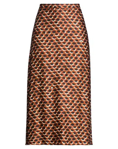 Ottod'ame Caring Woman Midi Skirt Rust Size 10 Viscose In Brown