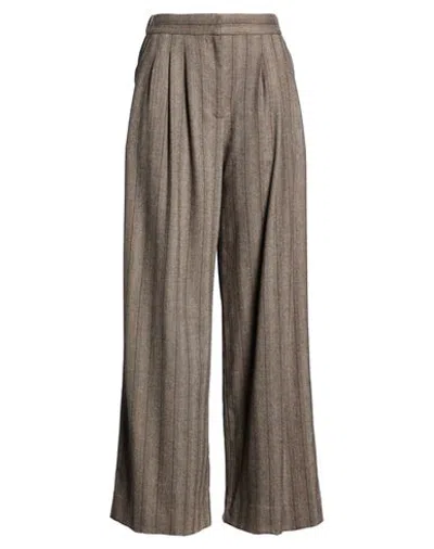 Ottod'ame Caring Woman Pants Taupe Size 12 Virgin Wool, Viscose, Polyester, Elastane In Green