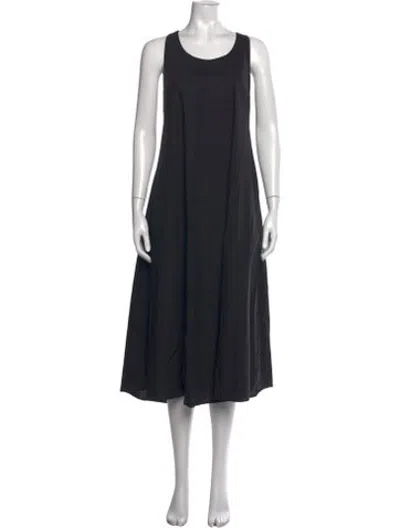 Pre-owned Ottod'ame Crew Neck Midi Length Dress In Black