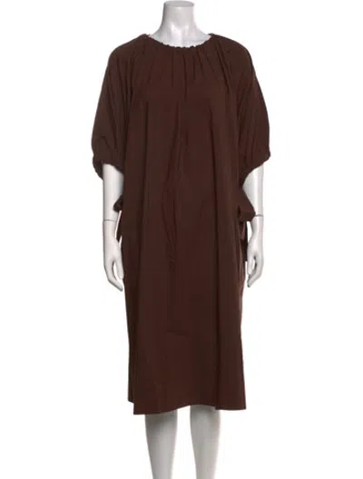Pre-owned Ottod'ame Crew Neck Midi Length Dress W/ Tags In Brown