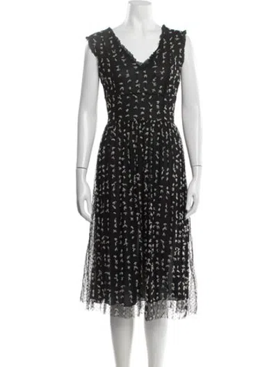 Pre-owned Ottod'ame Printed Midi Length Dress In Black