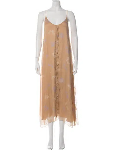 Pre-owned Ottod'ame Silk Long Dress In Neutrals