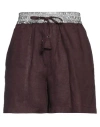 Ottod'ame Woman Shorts & Bermuda Shorts Deep Purple Size 8 Linen, Cotton, Polyamide