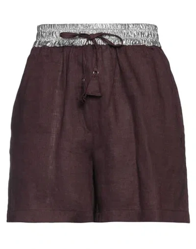 Ottod'ame Woman Shorts & Bermuda Shorts Deep Purple Size 8 Linen, Cotton, Polyamide