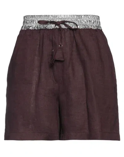 Ottod'ame Woman Shorts & Bermuda Shorts Plum Size 8 Linen, Cotton, Polyamide In Purple