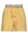 Ottod'ame Woman Shorts & Bermuda Shorts Mustard Size 4 Linen, Cotton, Polyamide In Yellow